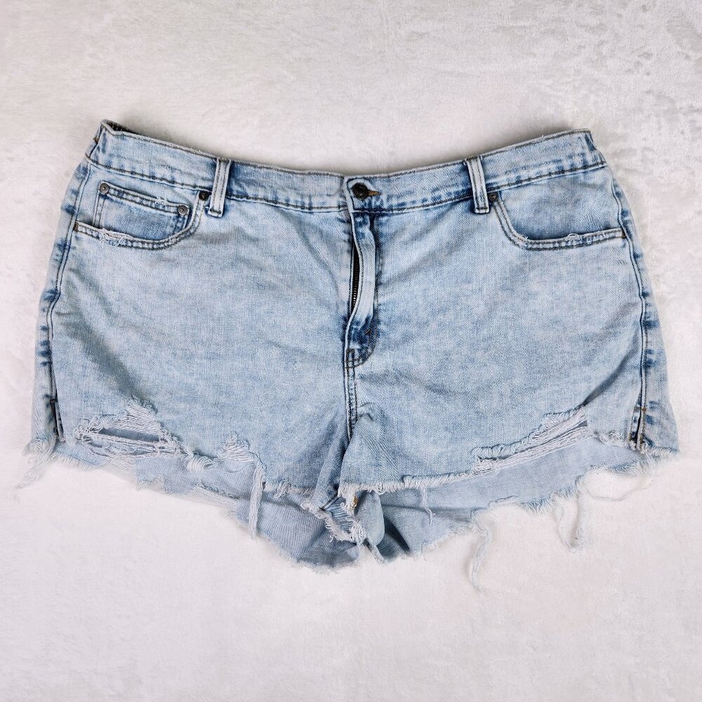 aerie Light Blue Distressed Denim Jean Shorts